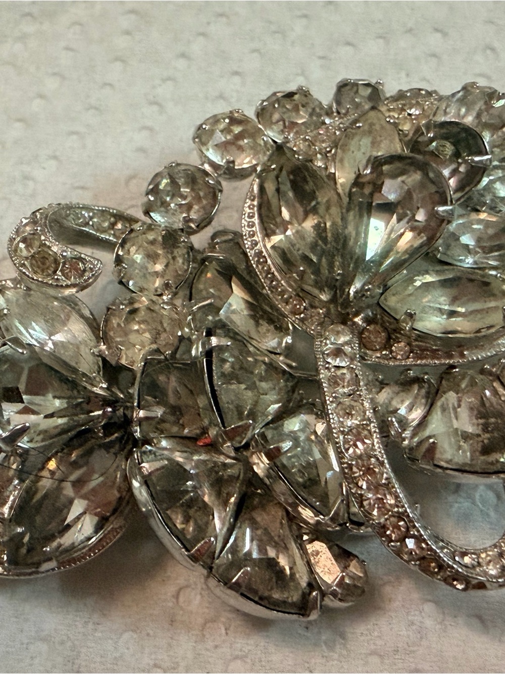 Crystal Floral Brooch Pin  - Signed Eisenberg